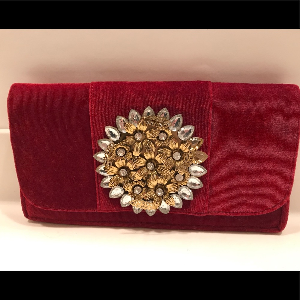 Vintage Red Velvet Clutch